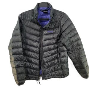 Marmot Black Purple Lined Puffer 100% Duck Down Insulated Jacket M - FLAWED